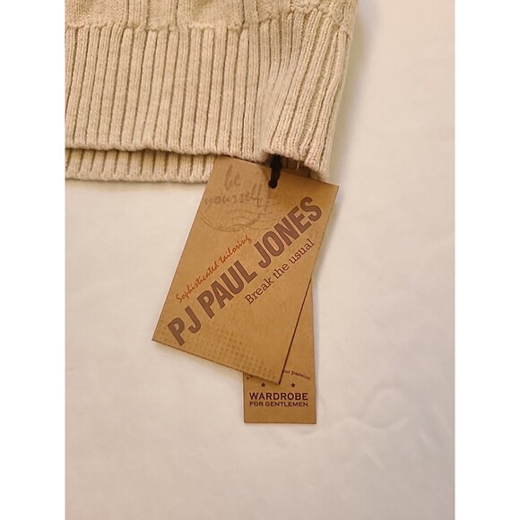 PJ Paul Jones Sweater Men 2XL Cable Sweater Beige NWT - Picture 4 of 6